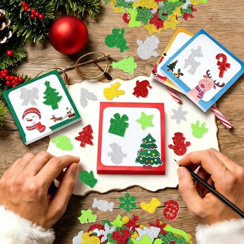 Foam Stickers, 350 PCS Glitter Foam Christmas Stickers, 7 Colors