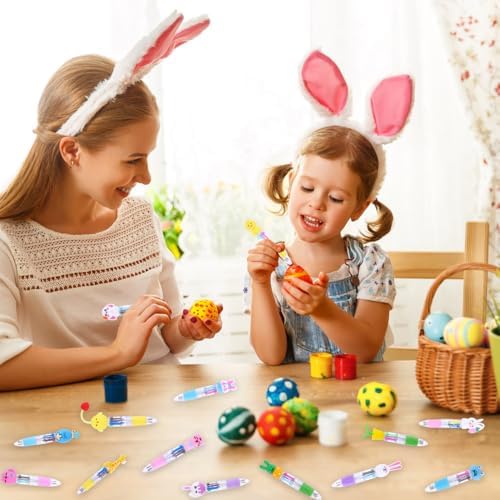 24PCS Easter Fun Pens Cute Bunny Egg Multicolor Gifts Pens Basket Stuffers