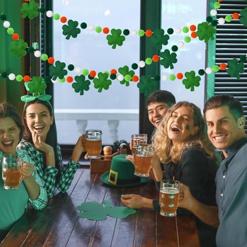 Jansun 8.2ft 3D St Patrick's Day Shamrock Felt Garland