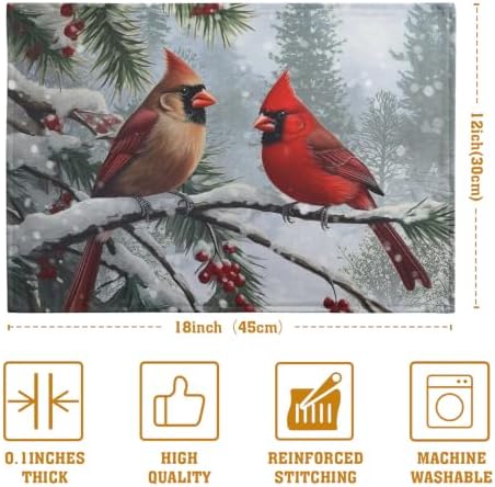 Christmas Placemats Set of 4 Red Cardinal Birds Snowy Place Mats