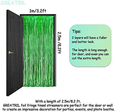 Green Tinsel Curtain Party Backdrop - 2 Packs
