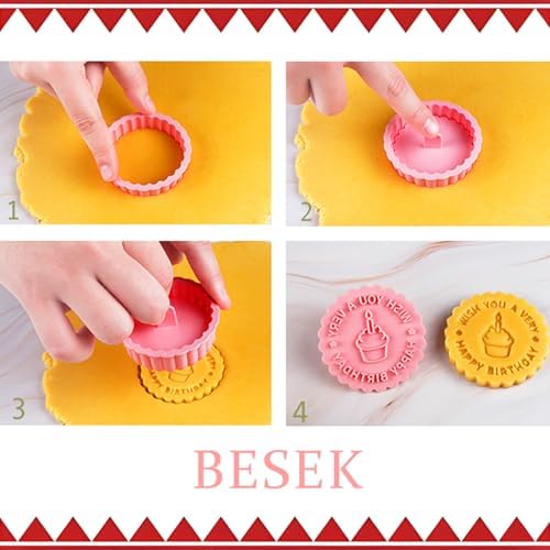 BESEK 8PCS Birthday Cookie Cutters, Birthday Party Cookie Cutter - 8 Shaped Cookie Cutter, Baking Tool for Homemaking Cookie
