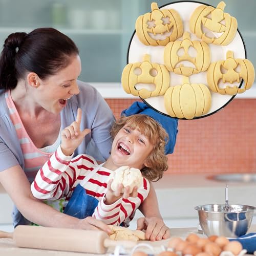 10 Pcs Mini Pumpkin Face Cookie Cutters DIY 3D Halloween Cookie Stamps
