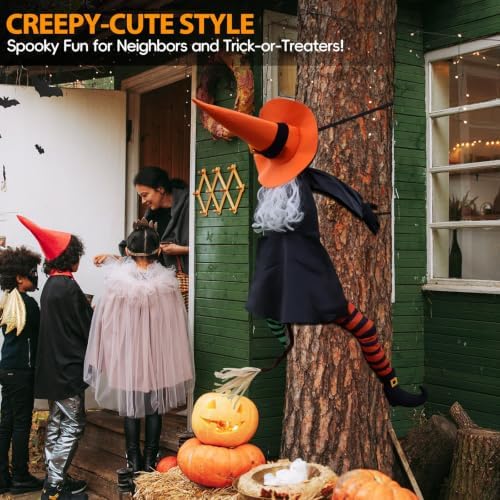 53" Witch Crashing into Tree Halloween Outdoor Decoration
