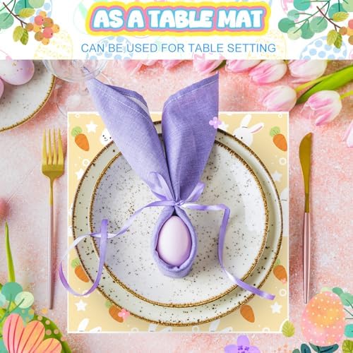 Ireer 300 Pcs Pastel Wax Paper Sheets Parchment for Food Picnic Deli Paper 12x12 Inch Waterproof Wrapping Deli Rabbits Easter Eggs Carrots Flower Basket Liners Greaseproof Easter Day