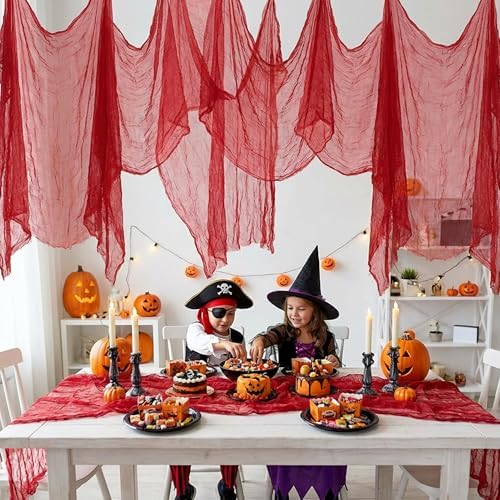 200" x 85" Halloween Red Creepy Cloth, Bloody Scary Creepy Gauze Cloth