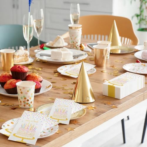 50 Have a Wish Cocktail Napkins 3-ply Sprinkle Happy Birthday Disposable Pastel Paper Confetti Napkins for Holiday Party Supplies (Birthday Cake)