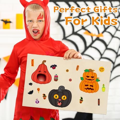 48 Sheets Pumpkin Face Stickers Kids Halloween Party Favors Crafts