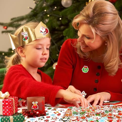 JULBEAR 300Pcs Christmas Foam Stickers Bulk Self Adhesive Puffy Designs