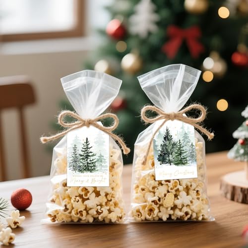 joycraft 50Pcs Christmas Gift Tags, 6 Styles Green Christmas Tree Tags