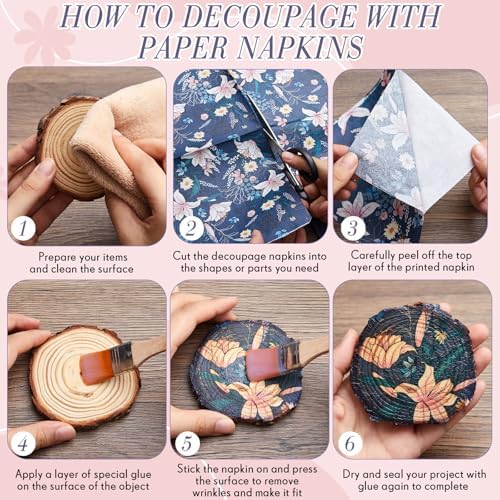 Crtiin 20 Pack Decoupage Napkins Floral Cocktail Decorative Paper Napkins