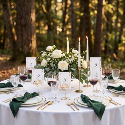 AceOrbit 24 Pcs Monstera Leaf Place Card Holders Gold Metal Number Stand
