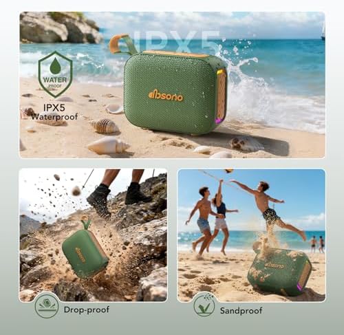 Portable Bluetooth Speaker Line-in Support: IPX5 Waterproof, Dark Green
