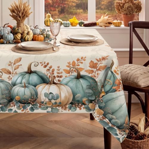 Fall Square Tablecloth 60x60 Inch, Stain Resistant Washable Fabric Autumn Pumpkin Table Cloth Square Fall Tablecloth Table Cover for Kitchen Dining Party