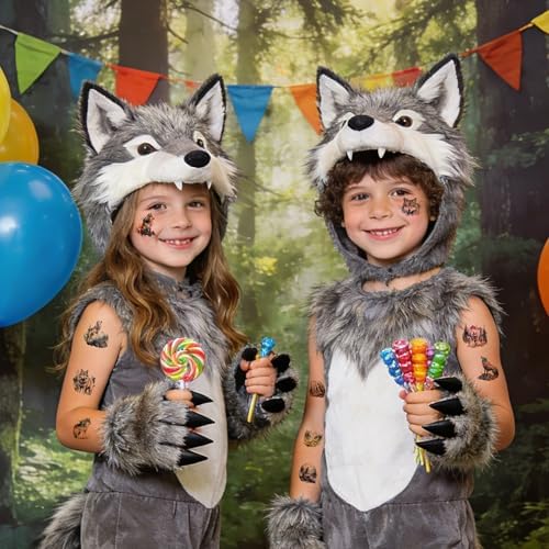 Wolf Temporary Tattoos for Kids, Cool Wolf Stickers Tattoos