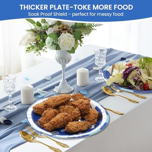 50 Pcs Fathers Day Paper Plates and Napkins Set