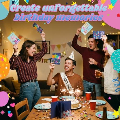 AmazingSpark 4 Set Birthday Gift Card Booklet Cardboard Christmas Birthday Money Holder for Cash Xmas Gift Party Favor Bulk Surprise Money Card Sleeve for Teacher Employee Appreciation