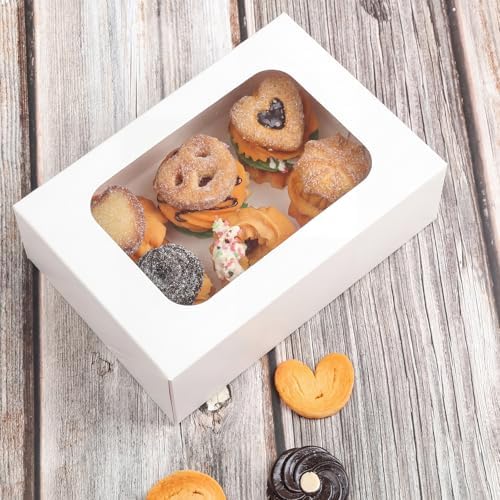 YEKTFS 24Pcs Cookie Boxes with Window, 9x6x3In Bakery Boxes for Gift Giving