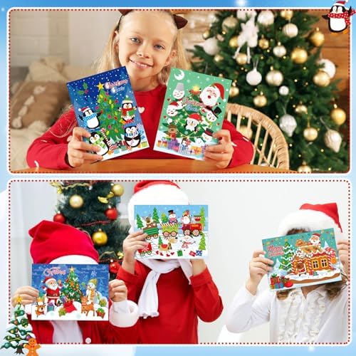 Marspark 24 Pcs Christmas Scratch Paper Xmas Scratch Crafts Bulk for Kids