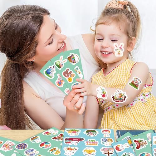 OHOME Easter Stickers for Kids - 240 PCS Easter Basket Stuffers for Boys Girls Teens Adults | Vinyl Egg Bunny Gifts Decorations Toys - Kids Easter Games Crafts Activities Party Favors