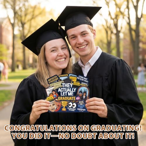 D4DREAM Funny Pop Up Graduation Card - Gen Z Meme Style They Actually Let Me Graduate, Imposter Syndrome Funny Graduation Cards for Him, Her, High School College Grads 5-Layer Humorous Grad Gift