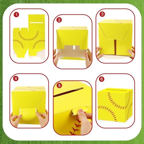 Hxezoc Softball Card Box Sports Party Favors Post Box Cardboard Receiving Money Holder for Softball Theme Wedding Reception, Baby Showers, Anniversary, Birthday Party, Table Centerpiece Decorations