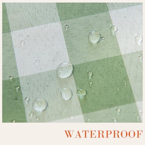 Green and White Gingham Tablecloth, Spring Plaid Waterproof Table Cover for Easter, Indoor Dining, Kitchen Table, Garden Picnic, Washable Rectangle Tablecloth for Home Use, 60" Round