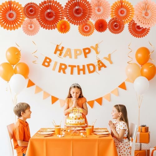 BEISHIDA Honeycomb Round Paper Fans Orange Hanging Party Decoration