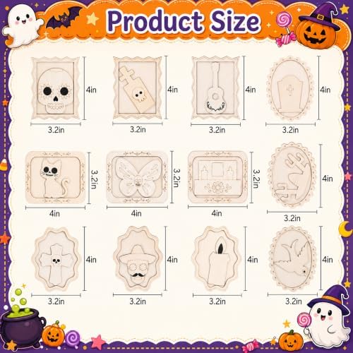12 Pack Day of the Dead DIY Wooden Craft Kit, Skull Frame Wood Craft Decor