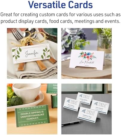 Avery Printable Place Cards, Sure Feed Technology, 1-7/16" x 3-3/4", Matte White, Laser & Inkjet Compatible, 150 Blank Tent Cards Total (5011)