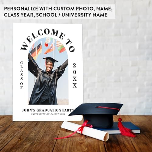 Andaz Press 16x20-Inch Personalized Canvas Welcome To My Graduation Party Sign, Arch Frame, Custom Photo Class of 2026 Graduation Party Decorations Graduation Welcome Sign Personalized Graduation Sign