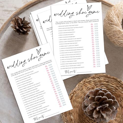 Fun Wedding Games Set - 25 Bridal Shower Games Cards, Engaging Bridal Party Entertainment for Wedding Shower, Engagement Party & Reception Fun a Must-Have for Minimalist Newlywed Game - A06