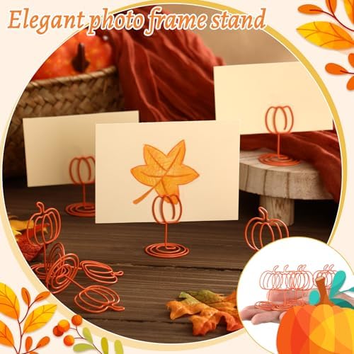 Rtteri 30 Pcs Orange Pumpkin Picture Holders 2 Inch Fall Table Number