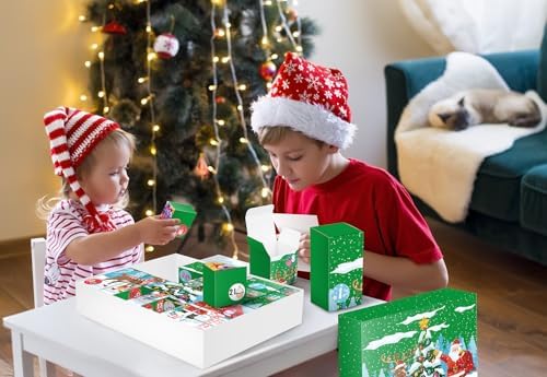Linelglobal DIY Christmas Advent Calendar to Fill Empty Gift Box Set 2026-24 Days of Surprise Boxes for Kids, Family & Friends - 2 Pack