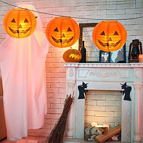 Kesoto Halloween Jack-O-Lantern Paper Lanterns Halloween Pumpkin Hanging Paper Lantern for Home Outdoor Decoration, Multi-Sized, Pack of 10