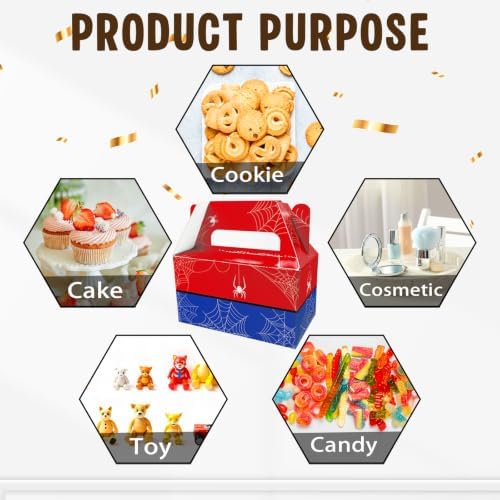 12 Pack Red Blue Spider Web Party Favor Boxes Comic Superhero Treat Bags