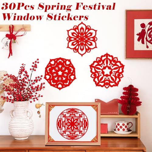 Ideal Swan 30Pcs Chinese New Year Window Stickers 15 Spring Festival Clings