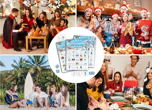 Christmas Bingo Game Cards, Winter Holiday Party Games, Christmas Party Game Decor, Winter Holiday Games, Bingo Sets for Adults Large Group, Xmas Theme Party Activity Supplies -A20