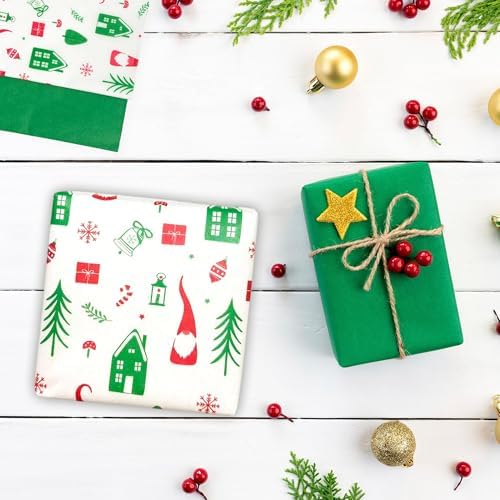 120 Sheets Christmas Tissue Paper for Gift Bags, 20" X 14" Xmas Holiday Tissue Paper for Christmas Gift Wrapping and DIY Gift Crafts Metallic Party Decor