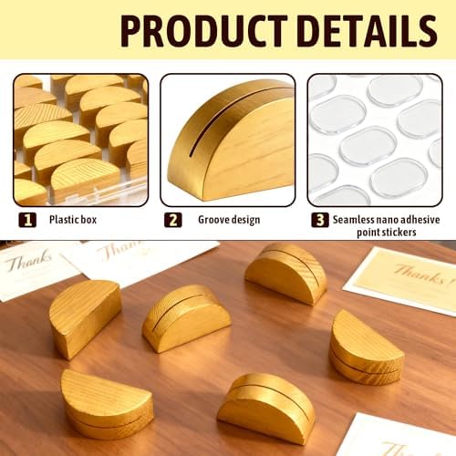 24Pcs Gold Wood Table Number Stands 1.57 In Wood Place Card Holders