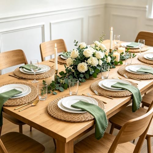 13.8" Round Woven Placemats Set of 8, Heat Resistant Plate Chargers