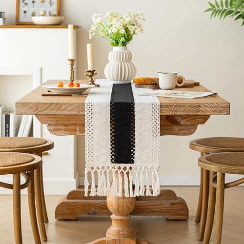 FEXIA Farmhouse Table Runner for Home Decor 12x60 Black Fall Home Decor
