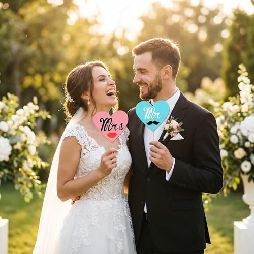 Kotbs 52pcs Wedding Photo Booth Props for Bridal Shower & Engagement Party