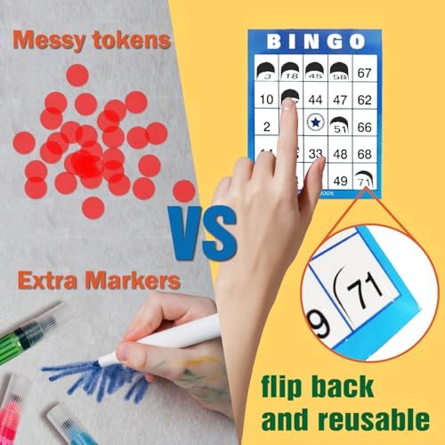GRANDLMOON Large Size 80 Bingo Calling Cards and 200 Reusable Portable Windowed Bingo Game Cards Set in Vibrant Colors No Chips Needed (1-75 Version, Vol 1)