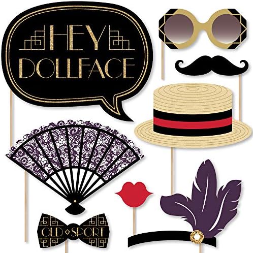 Roaring 20's - Art Deco Jazz 1920s Photo Booth Prop Kit, DIY Props - 20pc