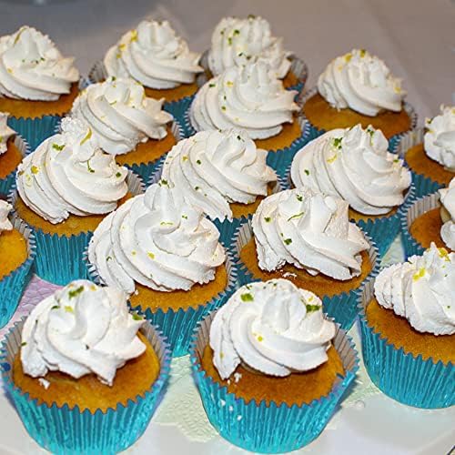 Light Blue Foil Cupcake Liners,GOLF 100Pack Metallic Baking Cups Standard Size
