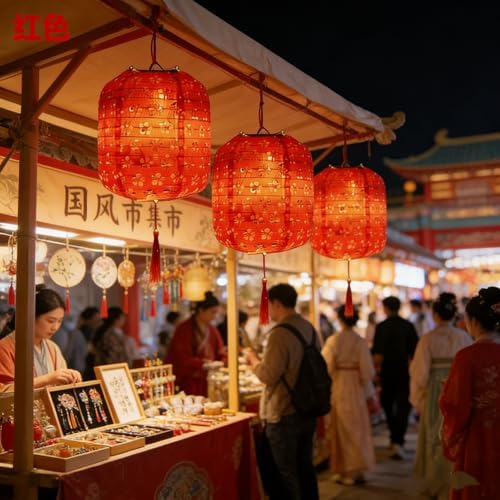 10PCS Red Paper Lanterns with LED Lights,Cute 6 Inch Lantern Hanging Paper Lanterns Lamp for Lunar New Year Spring Ceremony Wedding,Mid-Autumn, Party Decoration
