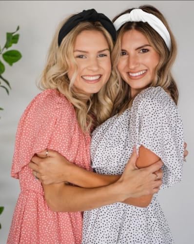 Knotted Headbands for Women: Non-Slip Fashion Hair Accessories with Cute Wide Top Knot Hoops for Hair in Black, White, and Leopard Print