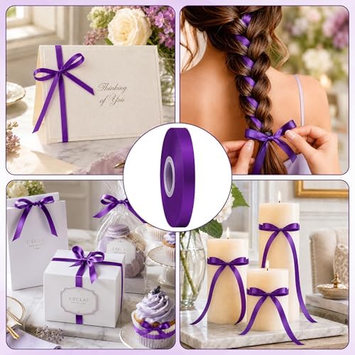 3/8In30Yards Dark Purple Thin Ribbon for Gift Wrapping Halloween Mardi Gras