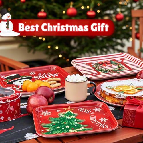 3Pcs 13x10 Inch Christmas Serving Trays Set